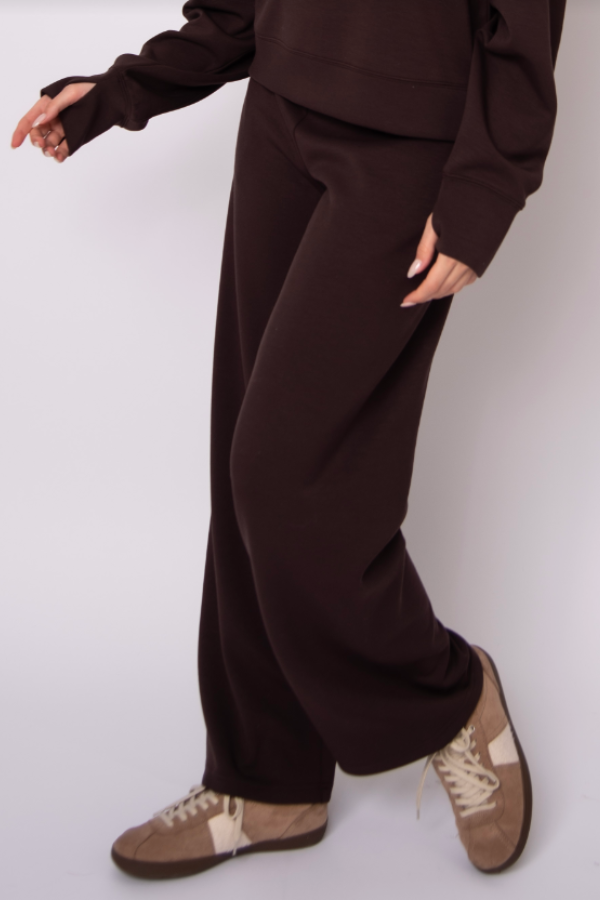 Victoria Soft Knit Scuba Pants | Brown