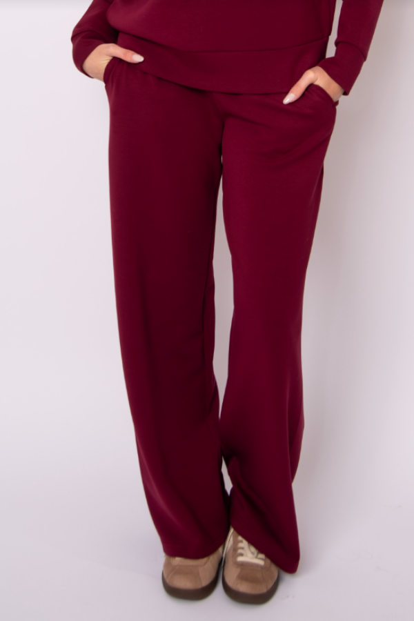 Victoria Soft Knit Scuba Pants | Oxblood