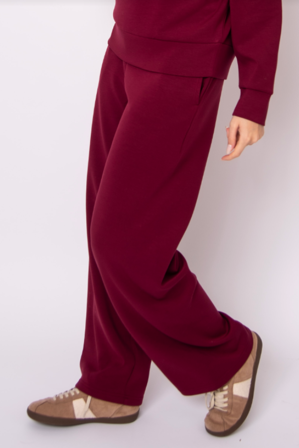 Victoria Soft Knit Scuba Pants | Oxblood