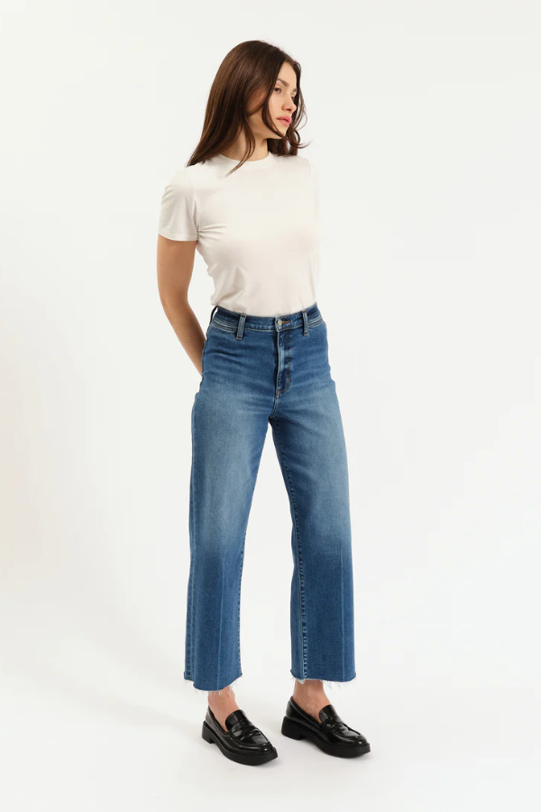 Pleaser High Rise Wide Ankle | Indigo Wave