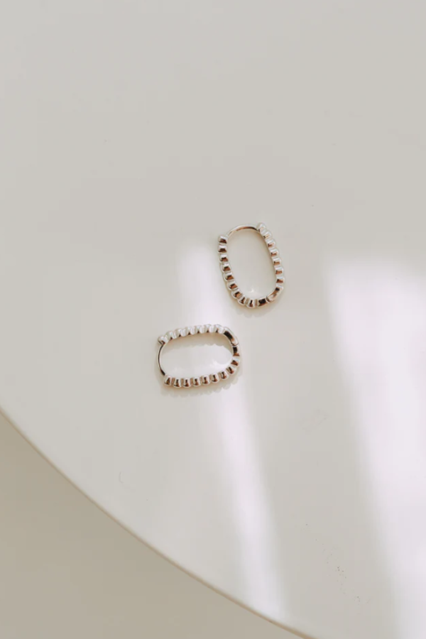 Dottie Rectangle Huggies | Sterling Silver