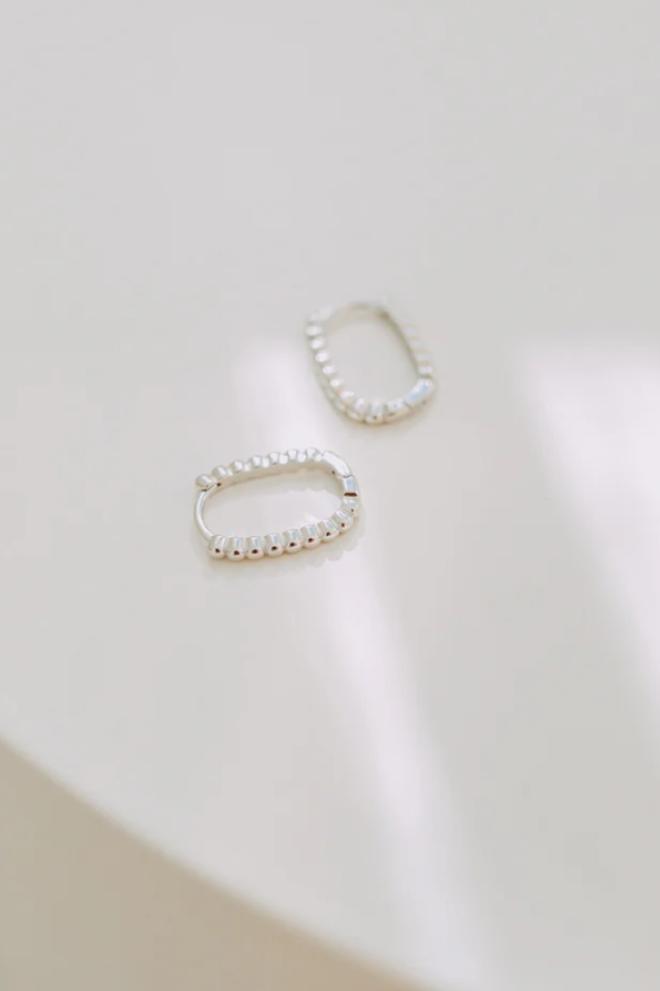 Dottie Rectangle Huggies | Sterling Silver