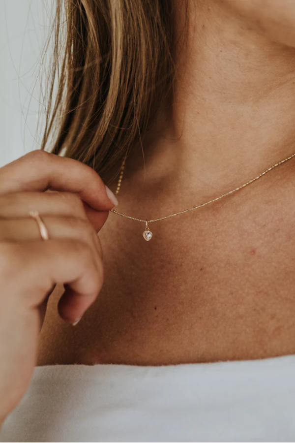 A Little Love Cubic Heart & Ball Bar Chain Necklace 20"