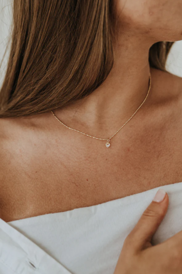 A Little Love Cubic Heart & Ball Bar Chain Necklace 20"