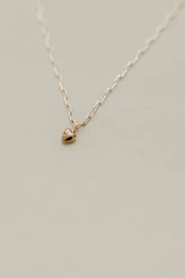 Lil' Puff Heart + Paperclip Necklace 16"