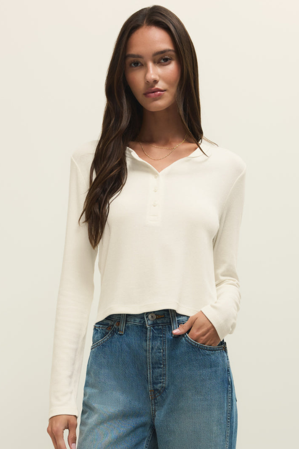 Ferris Cropped Henley Top