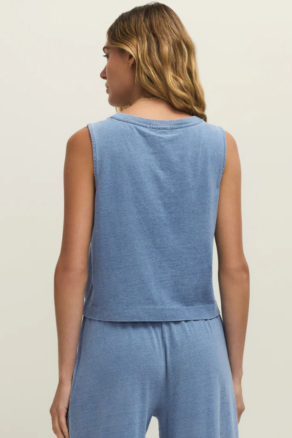 Sloane V-Neck Jersey Denim Top