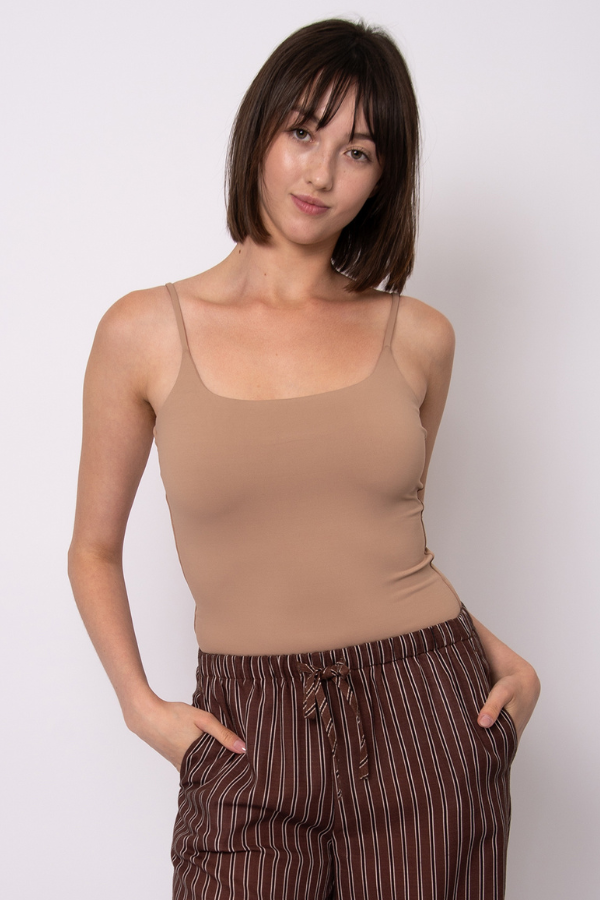 Second Skin Perla Strappy Top | Almond