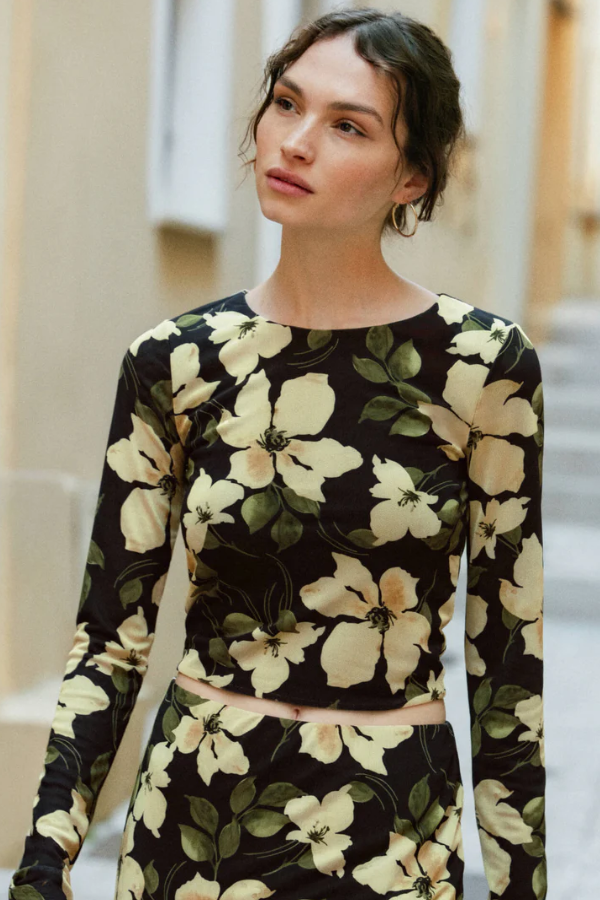 Taysha Ren Floral Mesh Top