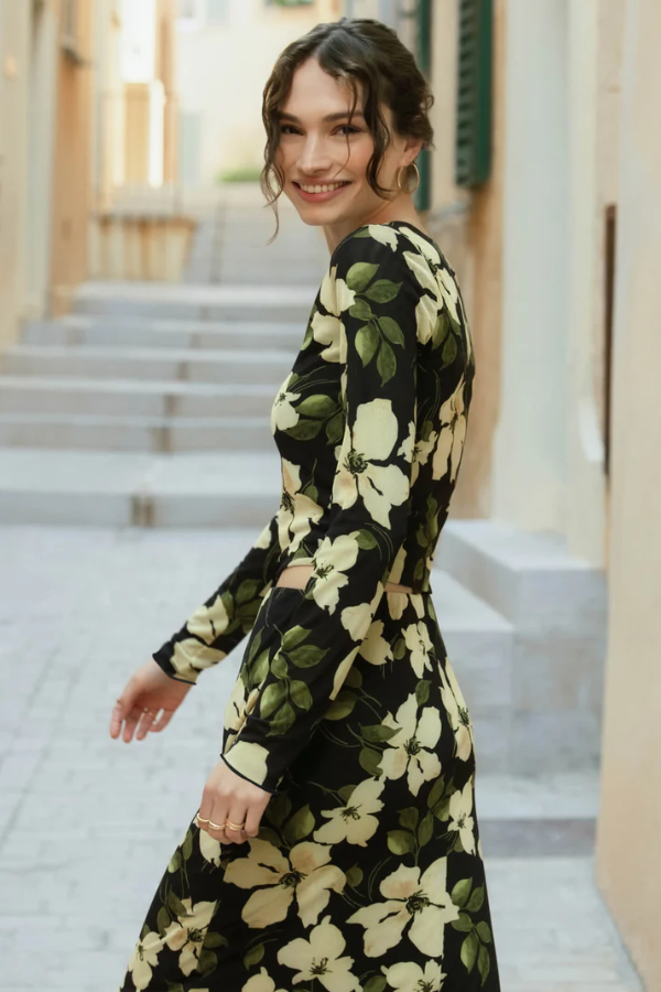 Taysha Ren Floral Mesh Top