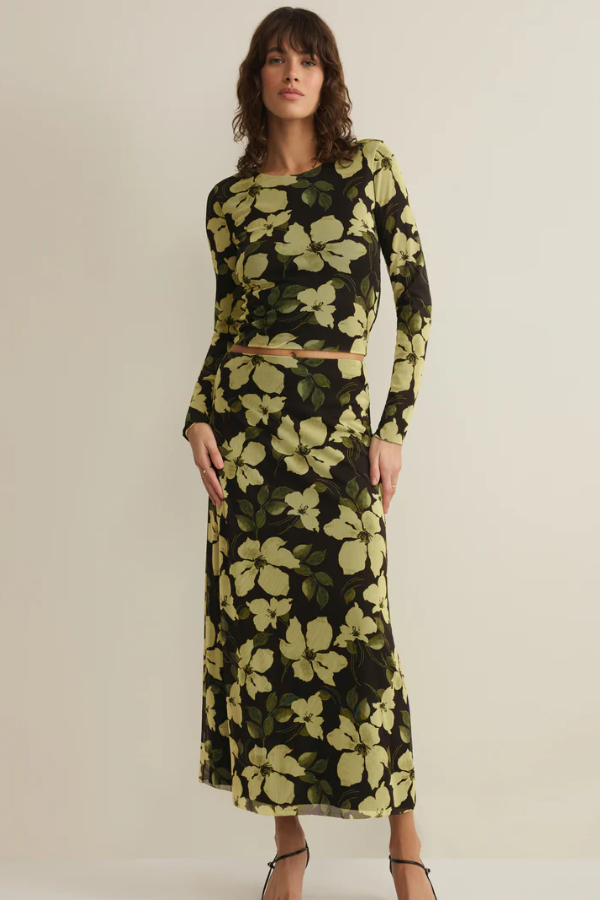 Taysha Ren Floral Mesh Top