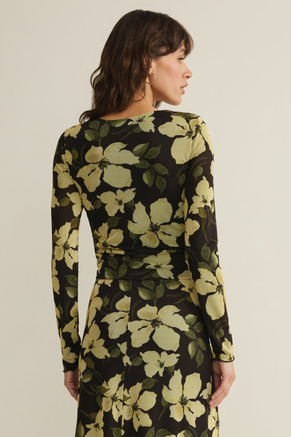 Taysha Ren Floral Mesh Top