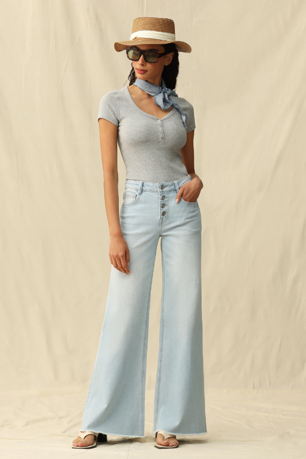 Light Wash MID Rise Wide Leg Denim