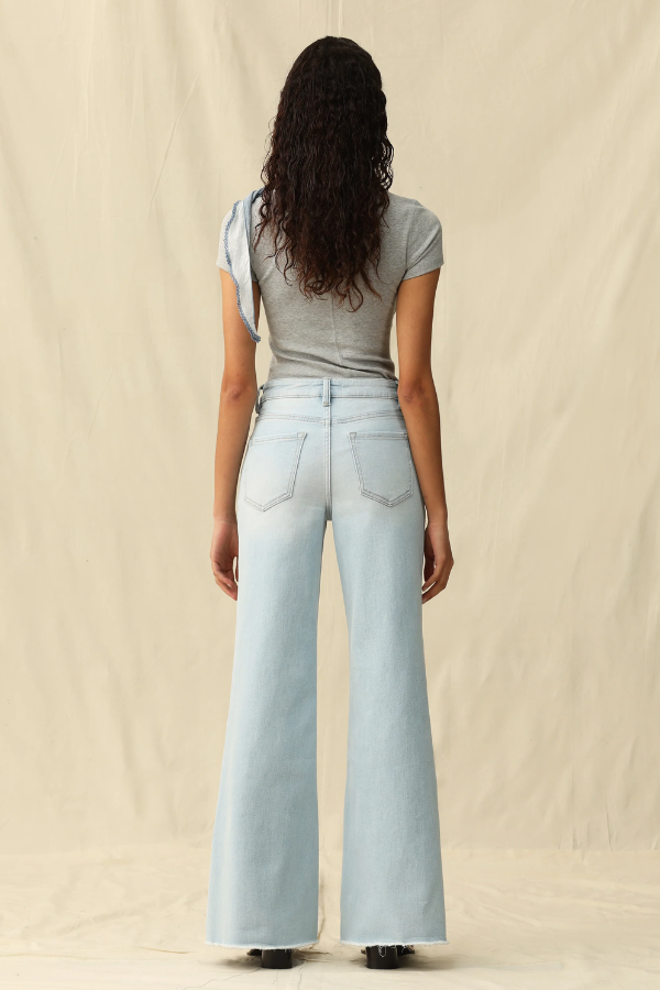 Light Wash MID Rise Wide Leg Denim
