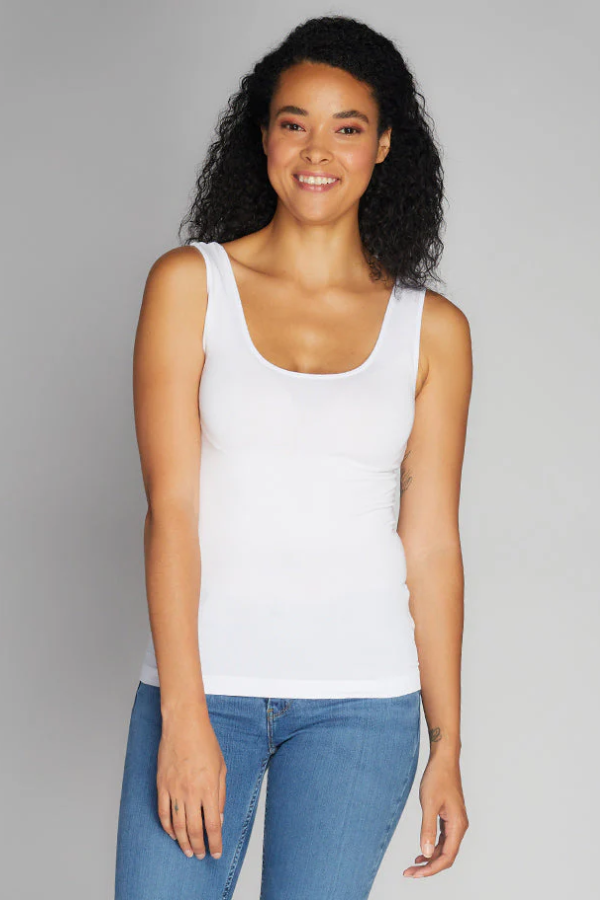 Short Bamboo Tank | White