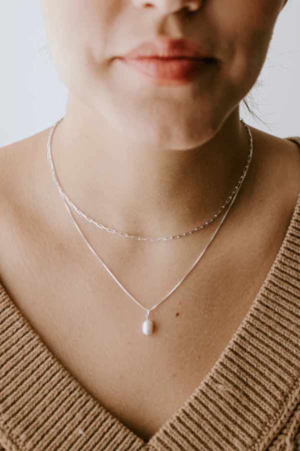 Pearl Necklace | Sterling Silver 18"