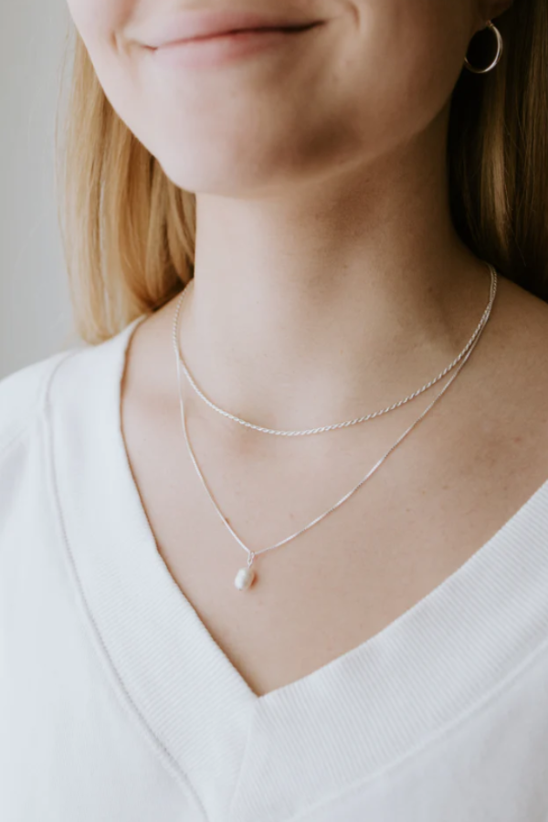 Pearl Necklace | Sterling Silver 18"
