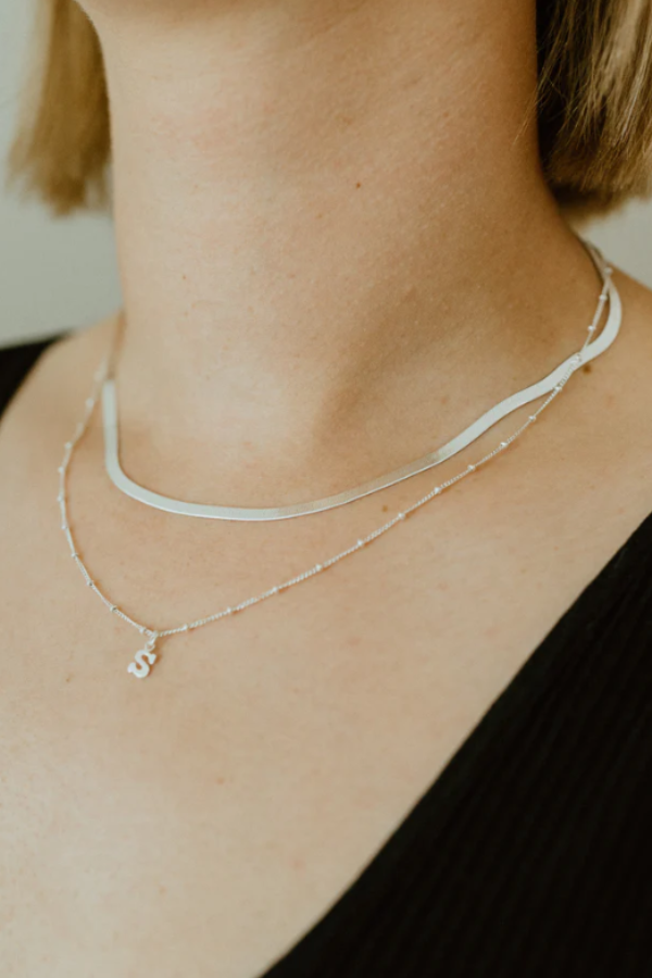 3mm Herringbone Necklace 16" Silver