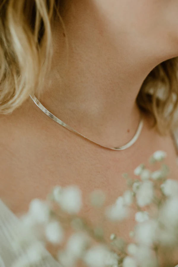 3mm Herringbone Necklace 16" Silver