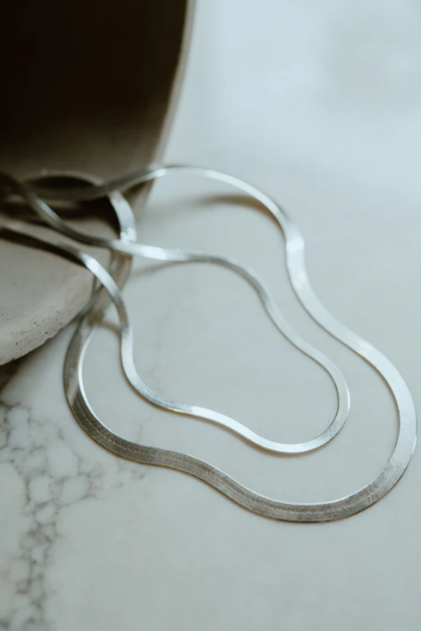 3mm Herringbone Necklace 16" Silver