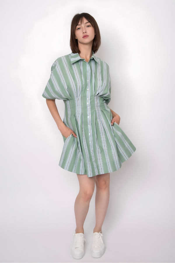 Lorine Stripe Mini Shirt Dress