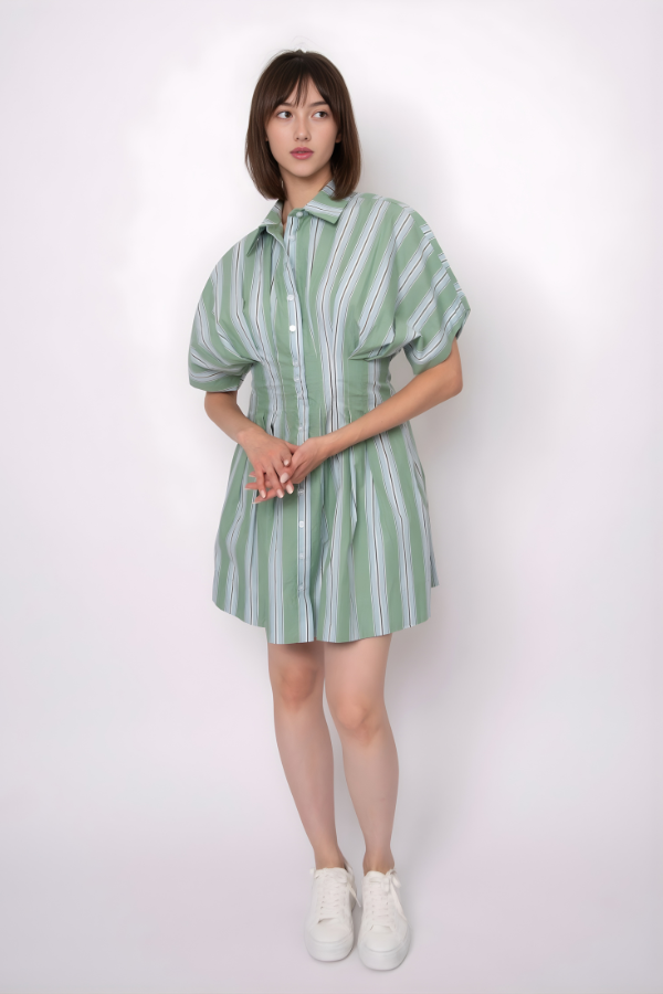 Lorine Stripe Mini Shirt Dress