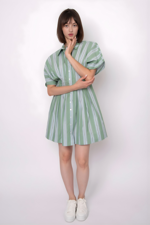 Lorine Stripe Mini Shirt Dress