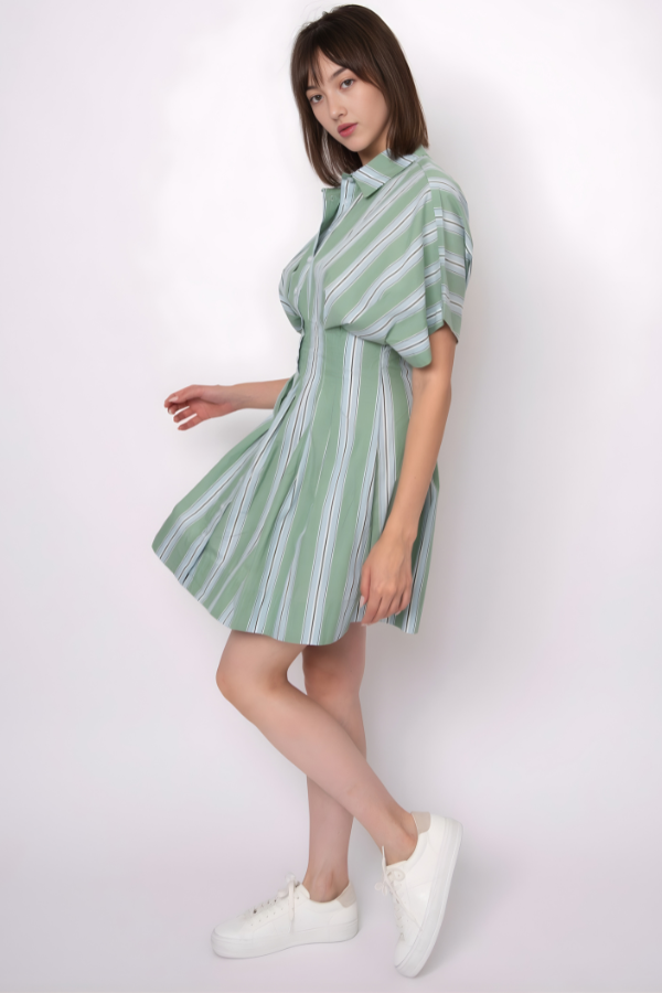 Lorine Stripe Mini Shirt Dress