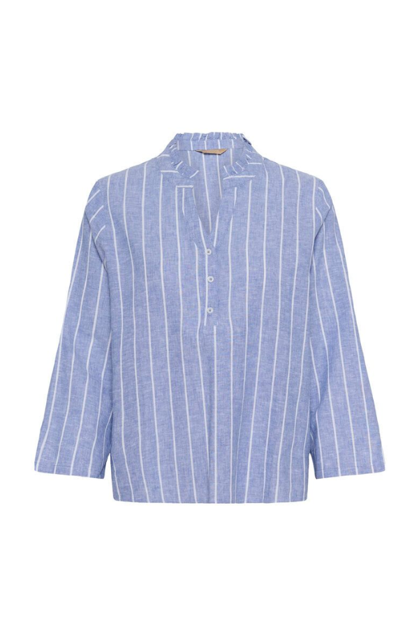 Arletty Linen Stripe Button Blouse