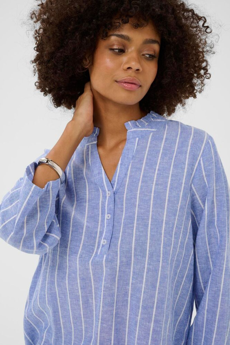 Arletty Linen Stripe Button Blouse