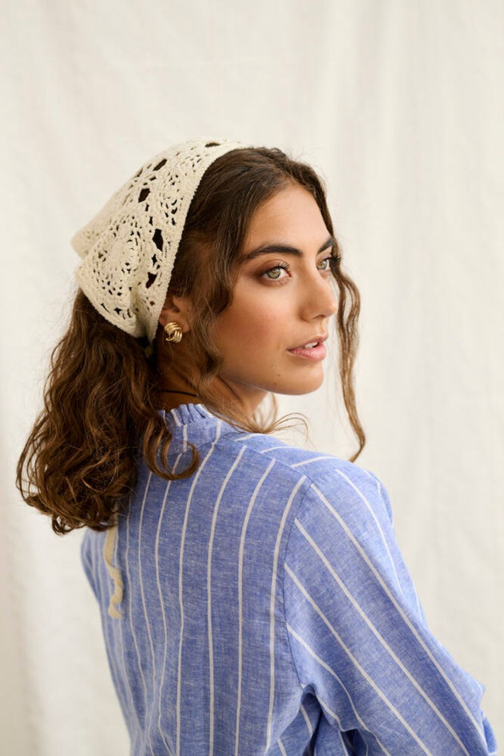 Arletty Linen Stripe Button Blouse