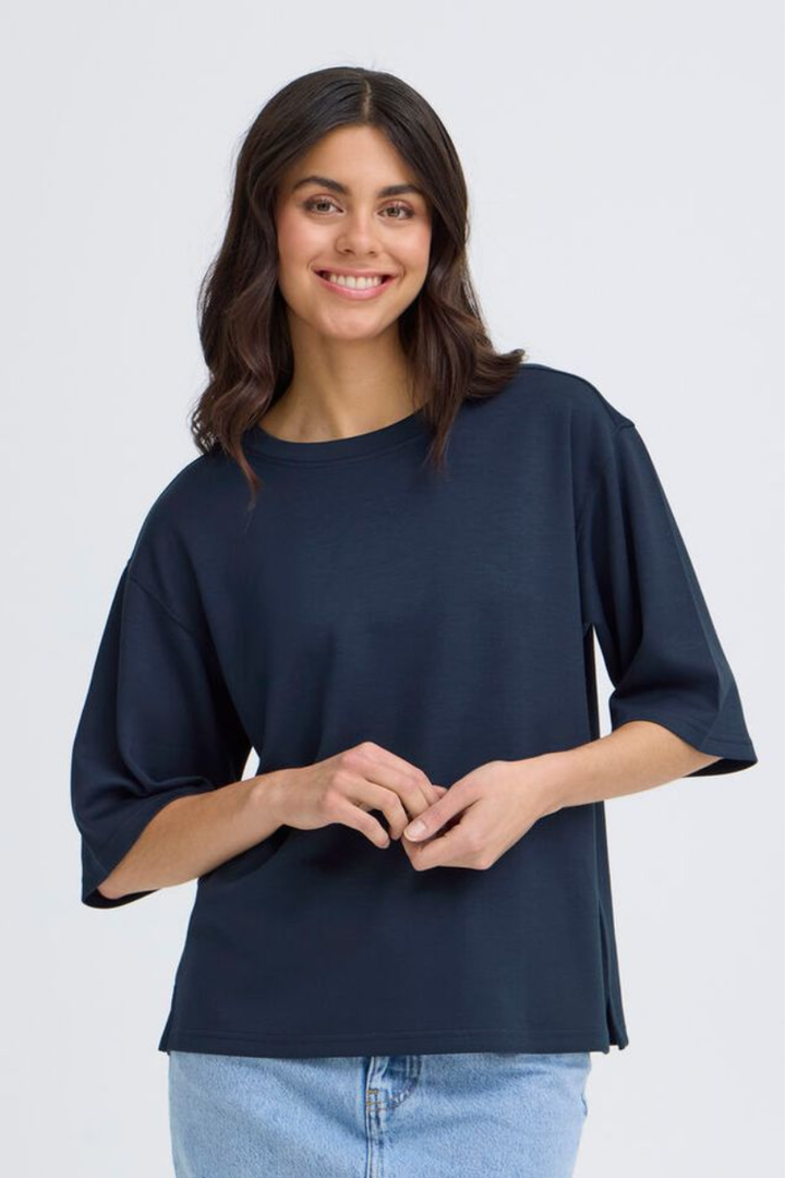 Aurora Soft Knit Scuba Tee | Navy
