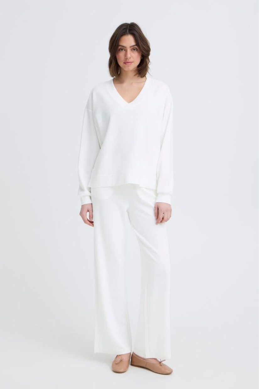 Aurora Soft Knit Scuba V-Neck | Whisper White