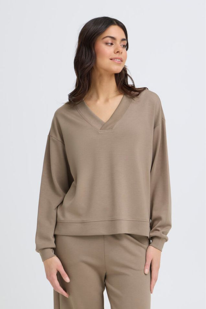 Aurora Soft Knit Scuba V-Neck | Mountain Trail