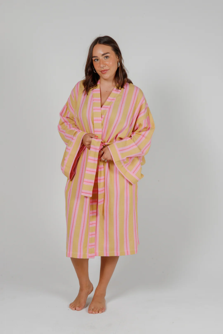 THE MISTRAL | Unisex Striped Belted Robe
