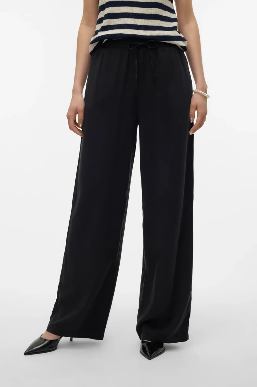 Bree High Waisted Tencel Pants | Black