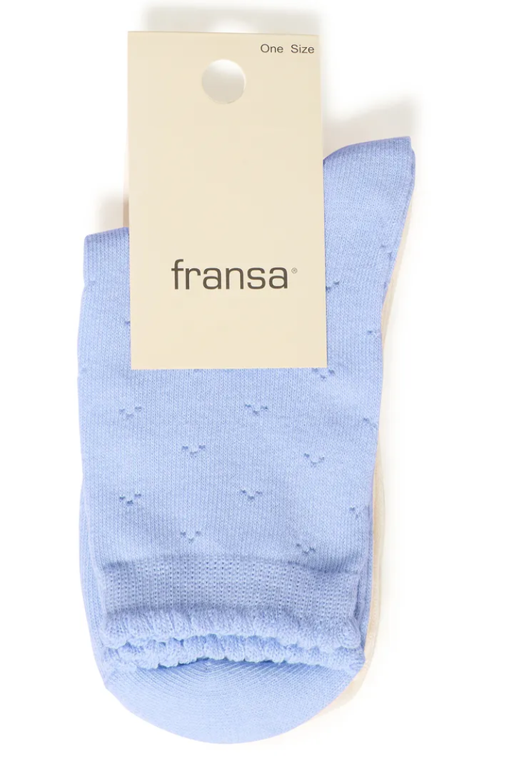 Rosella Socks 2PK | Blue + Cream