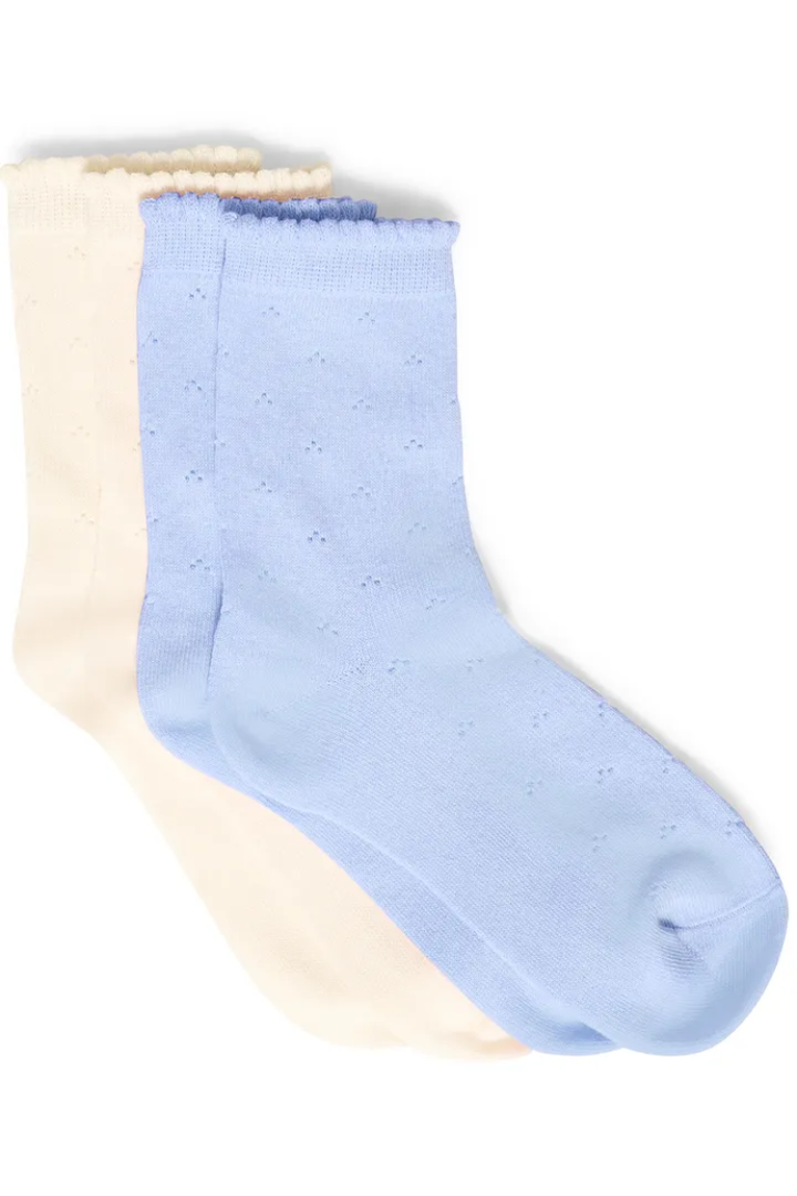 Rosella Socks 2PK | Blue + Cream