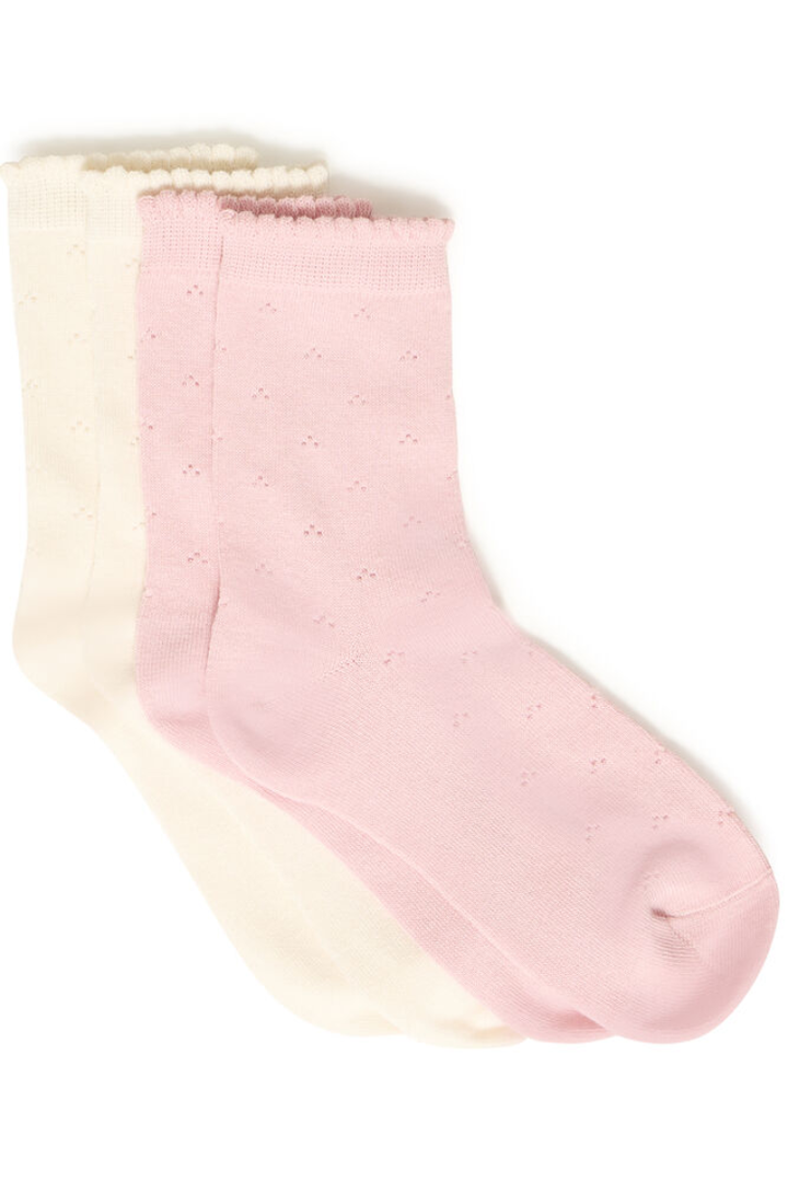 Rosella Socks 2PK | Pink + Cream
