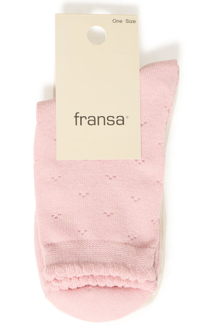 Rosella Socks 2PK | Pink + Cream