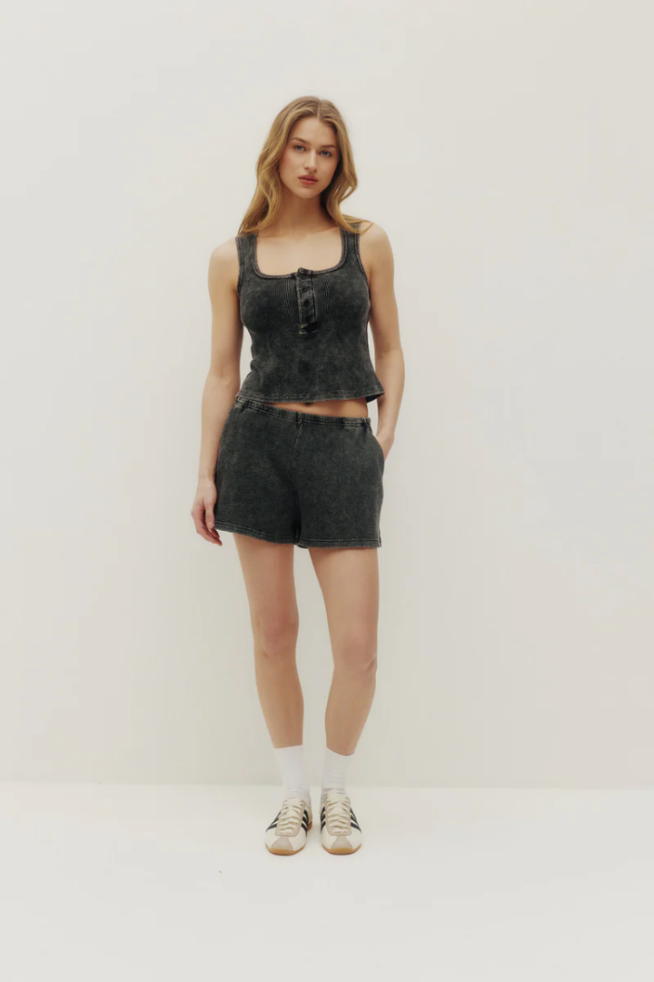 Tyla Waffle Shorts | Washed Black