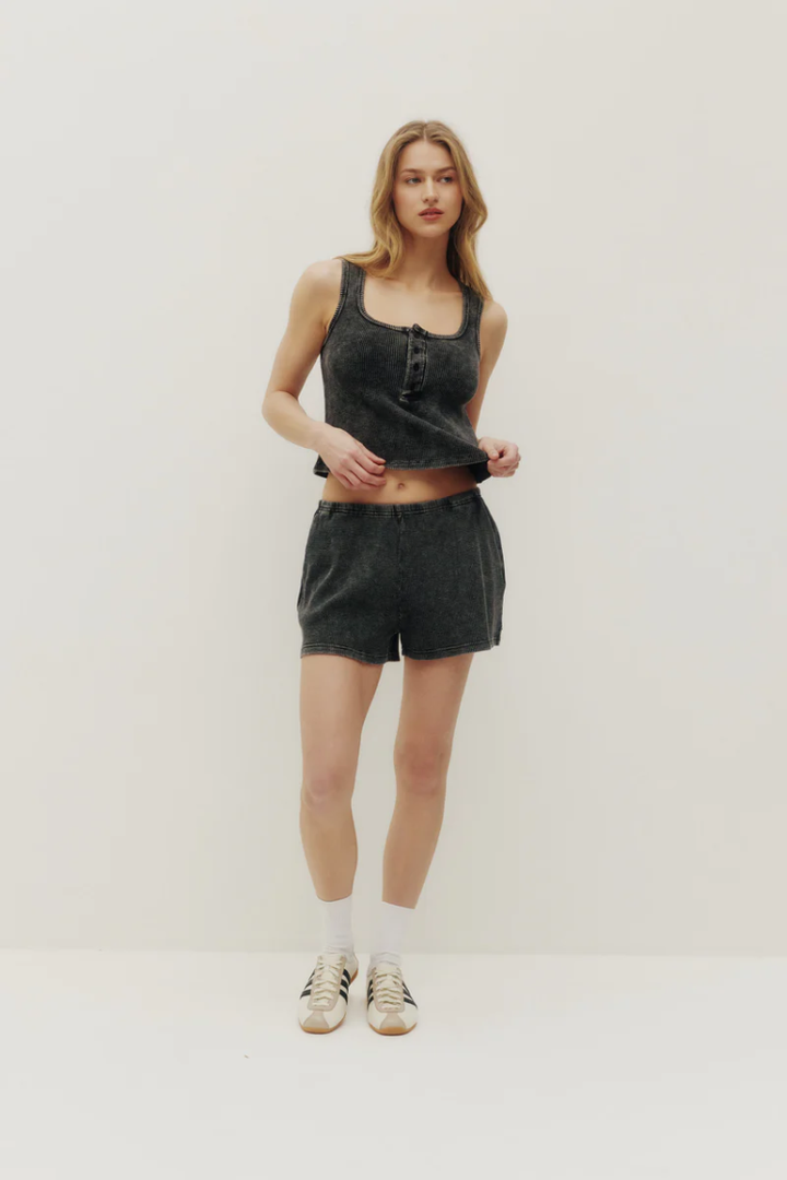 Tyla Waffle Shorts | Washed Black