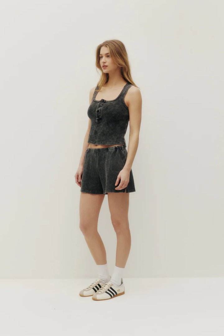 Tyla Waffle Shorts | Washed Black