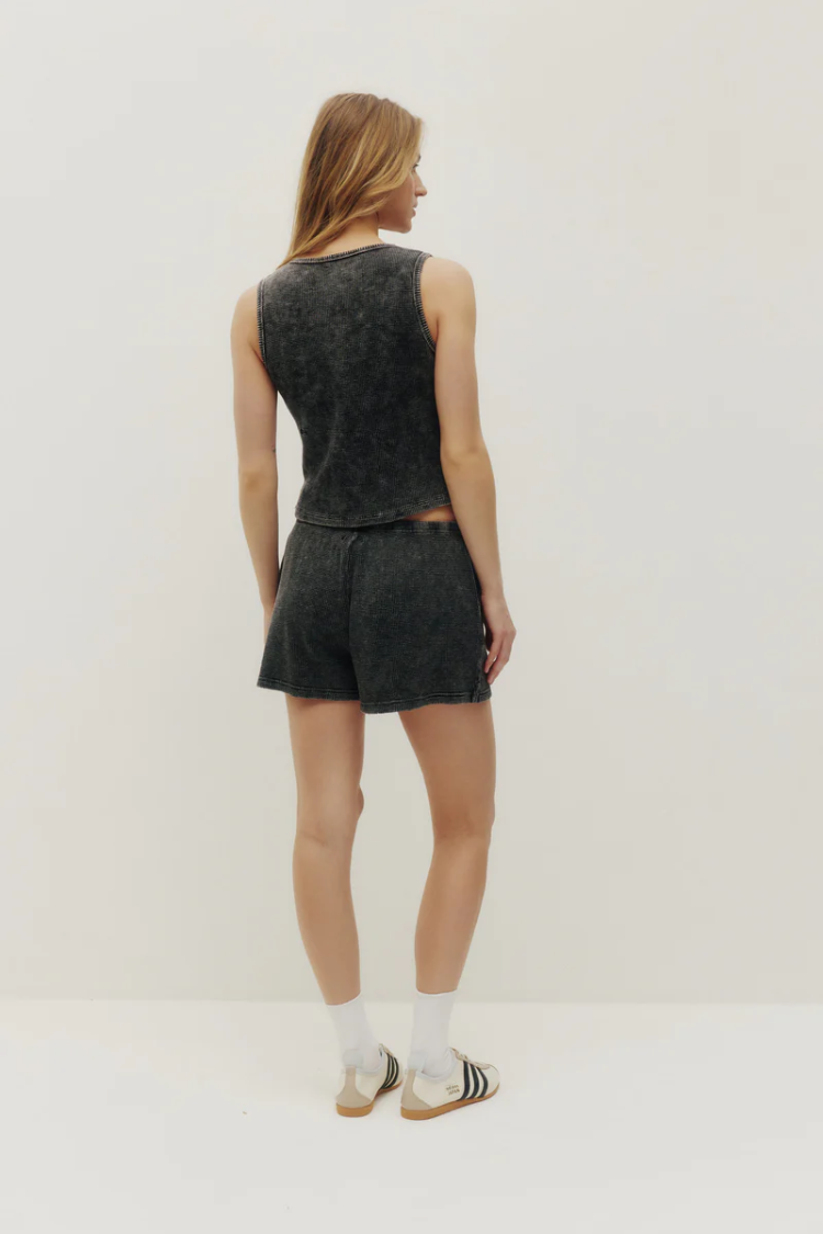 Tyla Waffle Shorts | Washed Black