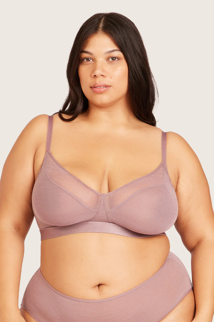 Free Mesh Full Bust Wireless Bra | Mauve