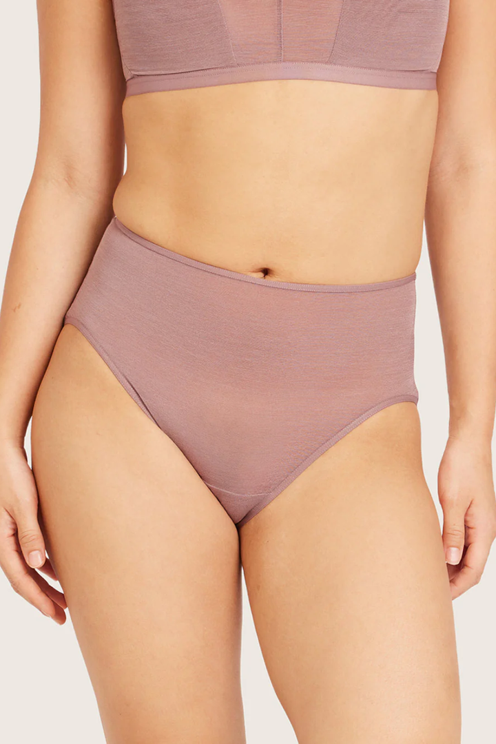 Free Mesh High-Cut Full Briefs | Mauve
