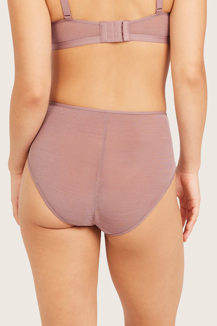 Free Mesh High-Cut Full Briefs | Mauve