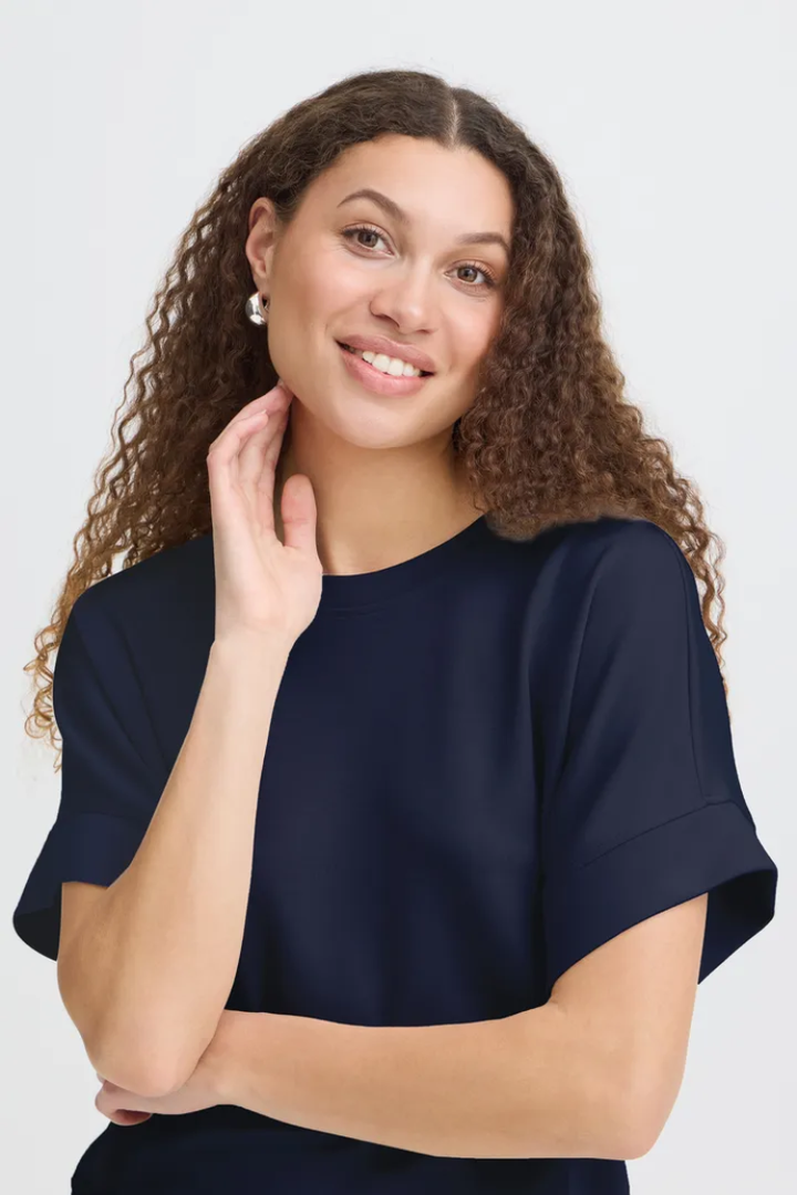 Aurora Soft Knit Scuba Tee | Navy