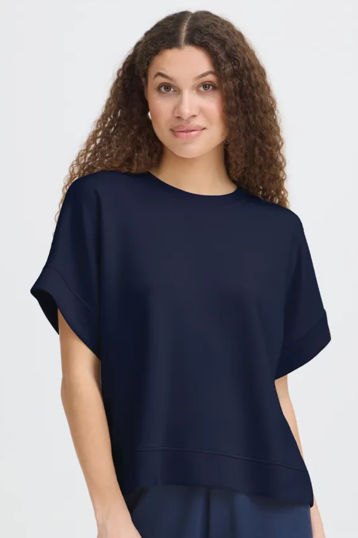 Aurora Soft Knit Scuba Tee | Navy