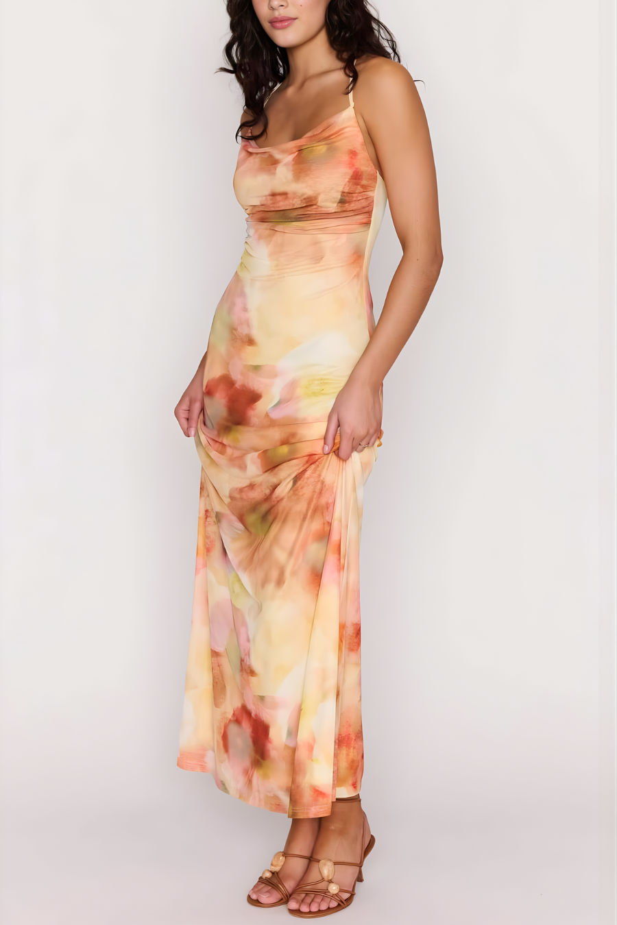 Aria Sunset Tonal Mesh Maxi Dress